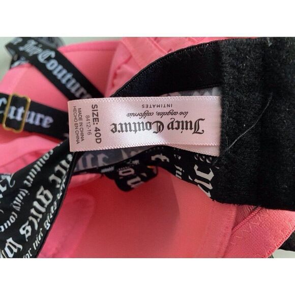 2 Pack Juicy Couture Sexy Push Up Bra JC8412 Wordplay Logo Black Pink Sz 40D NEW - Picture 8 of 9